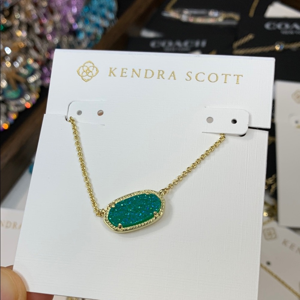 Kendra Scott Gold and Green Pendant Necklace